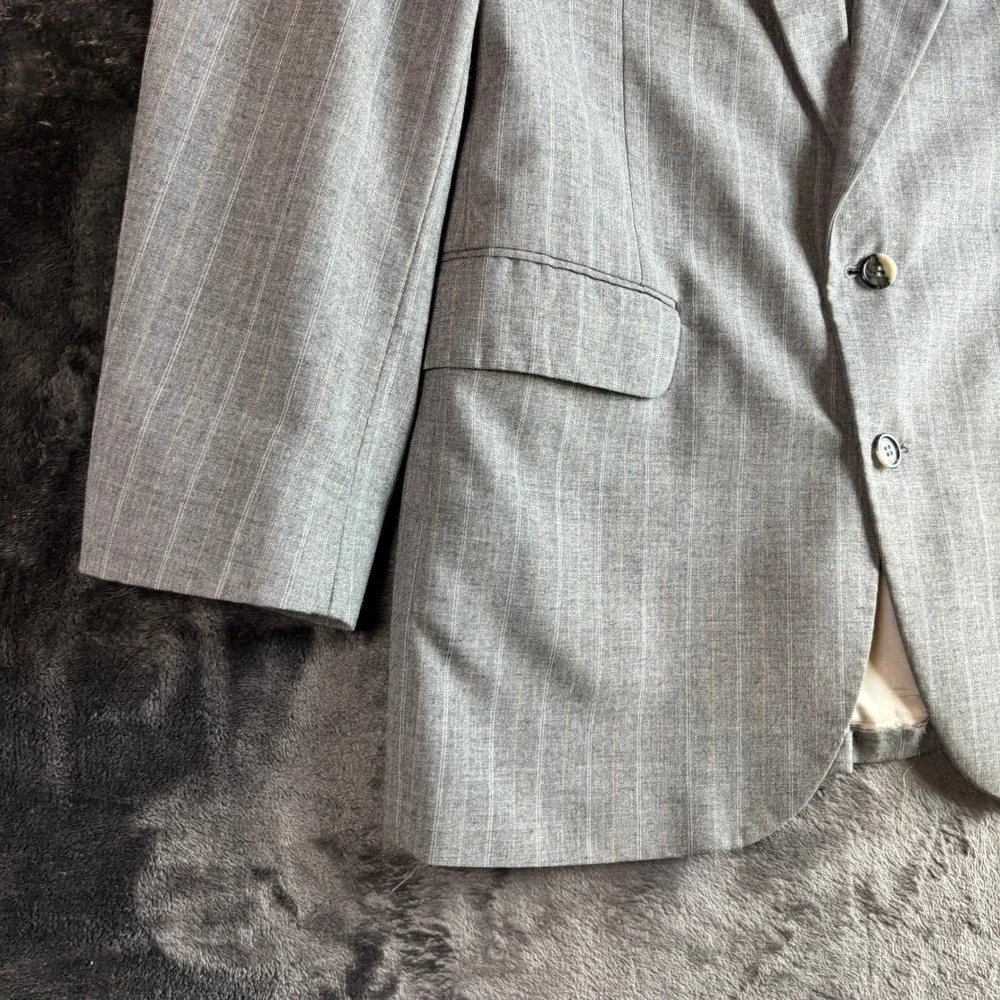 Oakton Ltd Mens Gray Pinstripe Wool Blend Blazer Sport Coat Size 43 Regular